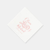 Moderne, elegante Skripte heißen Paare rosa Hochze Serviette (Ecke)
