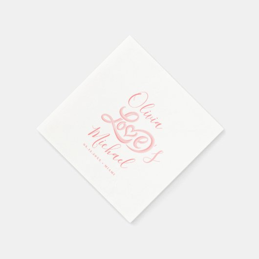 Moderne, elegante Skripte heißen Paare rosa Hochze Serviette (Ecke)