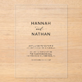 Moderne, elegante Skripte Minimalistisch Wedding C Acryleinladungen