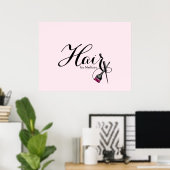 Moderne, elegante Skripte Rosa Haare Stylist Poster (Heimbüro)