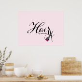 Moderne, elegante Skripte Rosa Haare Stylist Poster (Küche)