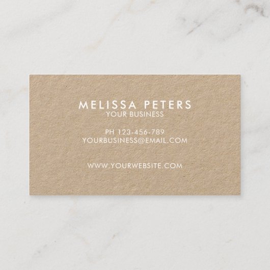 Moderne elegante Skripte Rustic Kraft Visitenkarte (Rückseite)