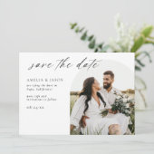 Moderne, elegante Skripte Save the Date Einladung (Stehend Vorderseite)