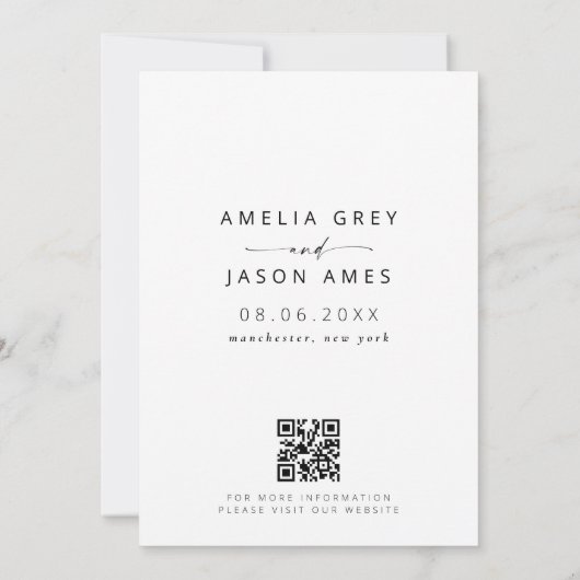 Moderne, elegante Skripte Save the Date Einladung (Rückseite)