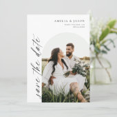 Moderne, elegante Skripte Save the Date Einladung (Stehend Vorderseite)