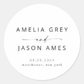 Moderne, elegante Skripte Save the Date Einladung Runder Aufkleber (Vorderseite)