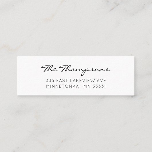 Moderne, elegante Skriptfamilie Name 09. Mini Visitenkarte (Vorderseite)