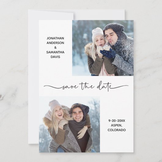 Moderne, elegante Skriptfotografie Save the Date (Vorderseite)