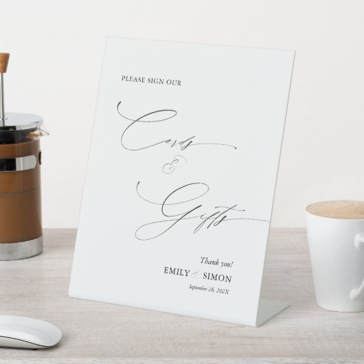 Moderne, elegante Skriptkarten und Geschenke-Zeich Sockelschild (In SItu)