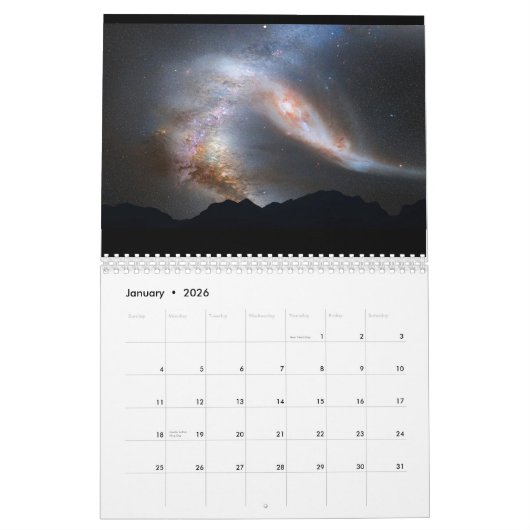 Moderne, elegante Skriptlandschaft 12 Monate Kalender (Jan 2026)