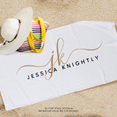 Moderne, elegante Skriptmonogramm-Initialen Strandtuch