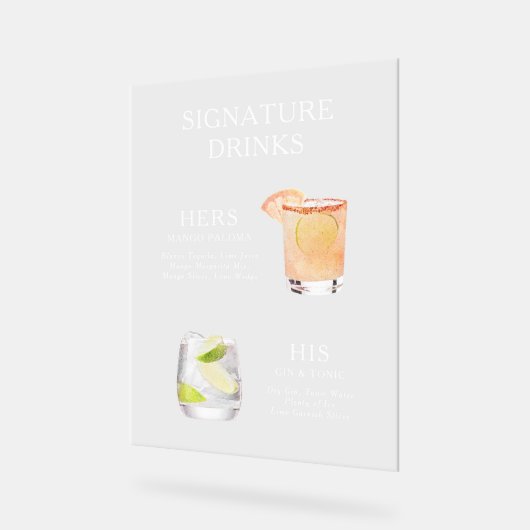 Moderne, elegante Skriptsignatur Drinks Cocktail Acrylschild (Winkel)