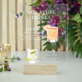 Moderne, elegante Skriptsignatur Drinks Cocktail Acrylschild
