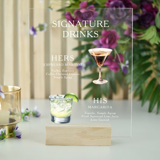Moderne, elegante Skriptsignatur Drinks Cocktail Acrylschild