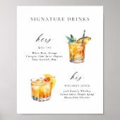 Moderne, elegante Skriptsignatur Drinks Cocktail Poster (Vorne)