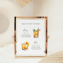Moderne, elegante Skriptsignatur Drinks Cocktail Poster