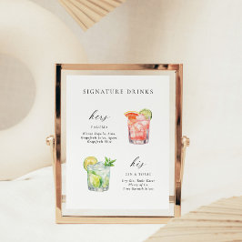 Moderne, elegante Skriptsignatur Drinks Cocktail Poster