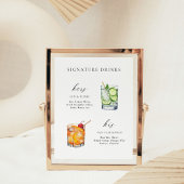 Moderne, elegante Skriptsignatur Drinks Cocktail Poster