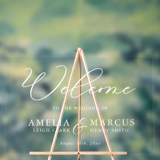 Moderne, elegante SkriptWedding Willkommen Acrylschild (Neutral)