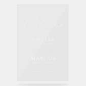 Moderne, elegante SkriptWedding Willkommen Acrylschild (Vorderseite)