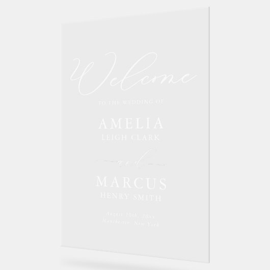 Moderne, elegante SkriptWedding Willkommen Acrylschild (Winkel)