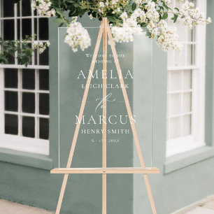 Moderne, elegante SkriptWedding Willkommen Acrylschild