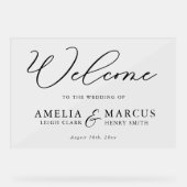Moderne, elegante SkriptWedding Willkommen Acrylschild (Vorderseite)