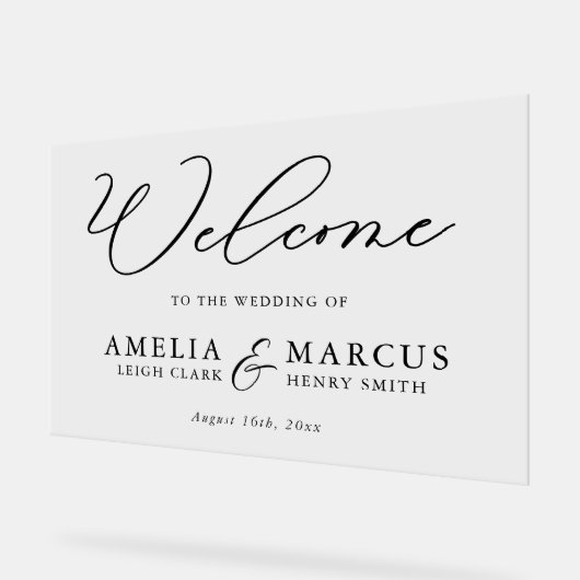 Moderne, elegante SkriptWedding Willkommen Acrylschild (Winkel)
