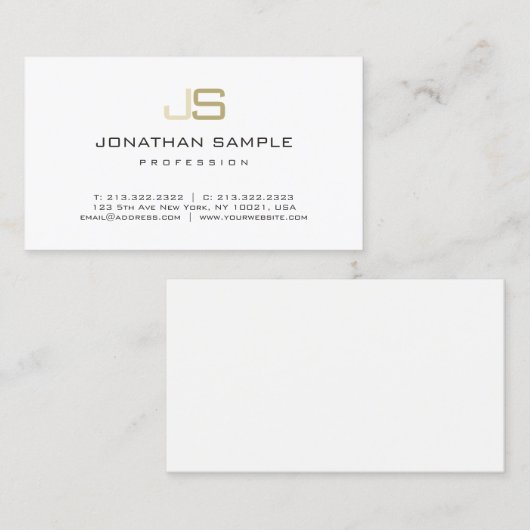 Moderne elegante Sleek Monogram, geschmackvoll und Visitenkarte (Vorne/Hinten)