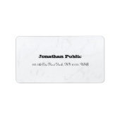 Moderne Elegante Sleek White Marble Schlichte Adre Adressaufkleber (Vorne)