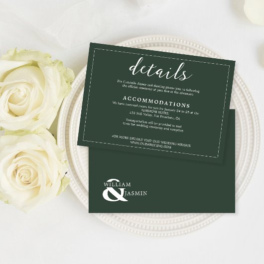 Moderne elegante Smaragdgrüne Grenz-Hochzeit Begleitkarte