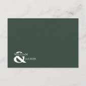 Moderne elegante Smaragdgrüne Grenz-Hochzeit Begleitkarte (Rückseite)