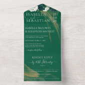 Moderne elegante smaragdgrüne Rose All In One Einladung (Innen)