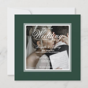 Moderne elegante smaragdgrüne und weiße Hochzeit  Einladung