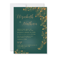 Moderne elegante Smarald Green Gold Floral Wedding