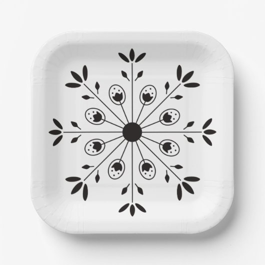 Moderne Elegante Snowflake Weihnachten Pappteller (Vorderseite)