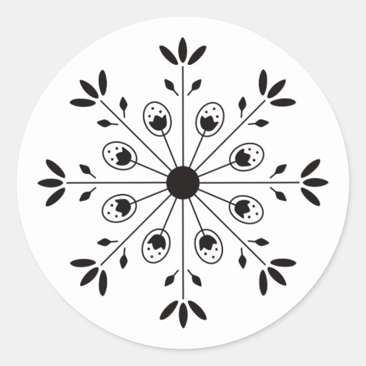 Moderne Elegante Snowflake Weihnachten Runder Aufkleber (Vorderseite)
