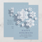 Moderne Elegante Snowflakes - The Restaurant Feiertagskarte (Vorne/Hinten)