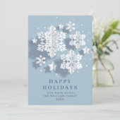 Moderne Elegante Snowflakes - The Restaurant Feiertagskarte (Stehend Vorderseite)