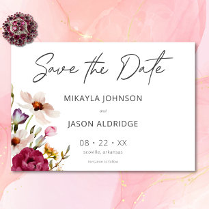 Moderne elegante Sommermesse Blumenblume Weiße Hoc Save The Date