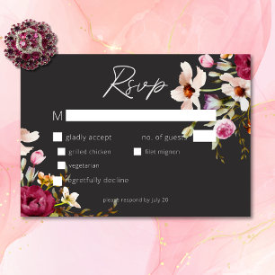 Moderne elegante Sommermesse Schwarze Hochzeit RSVP Karte
