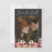 Moderne elegante Sommermesse Schwarze Hochzeit Save The Date (Vorderseite)