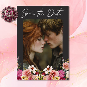 Moderne elegante Sommermesse Schwarze Hochzeit Save The Date