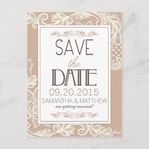 Moderne Elegante Spitzen Save the Date Ankündigungspostkarte