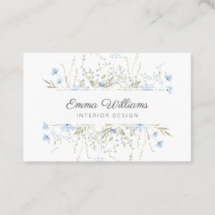 Moderne Elegante Spring Blue Wildblumen Blumen Visitenkarte