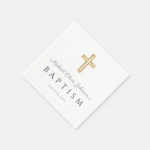 Moderne elegante staubblaue Schrift Jungen-Taufe Serviette (Ecke)