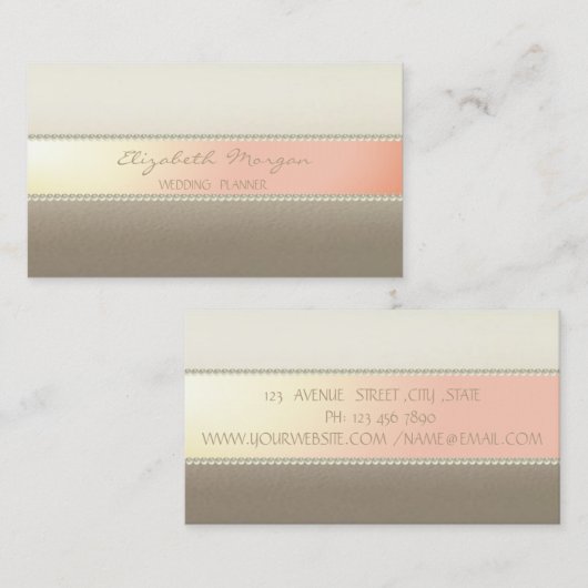 Moderne Elegante Stilelemente, Streifen, Perlen Visitenkarte (Vorne/Hinten)