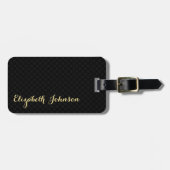 Moderne elegante, stilvolle Black Checkered Gold T Gepäckanhänger (Vorderseite horizontal)