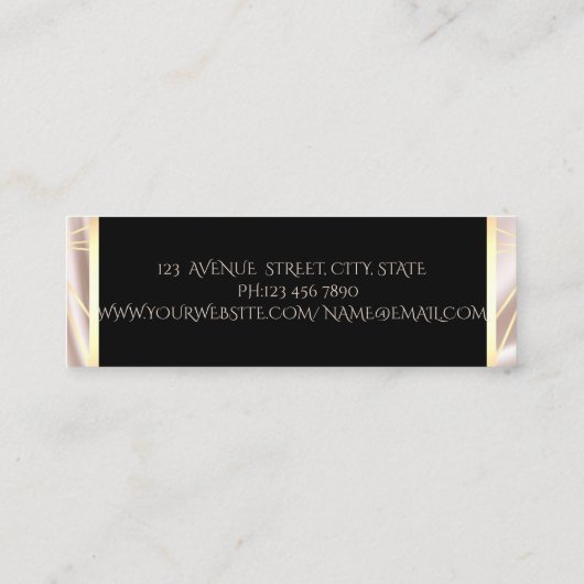 Moderne elegante, stilvolle geometrische Goldscher Mini Visitenkarte (Rückseite)