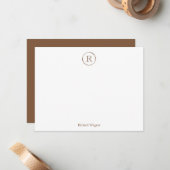 Moderne, elegante, stilvolle Monogram Note Card Mitteilungskarte (Vorderseite/Rückseite Beispiel)